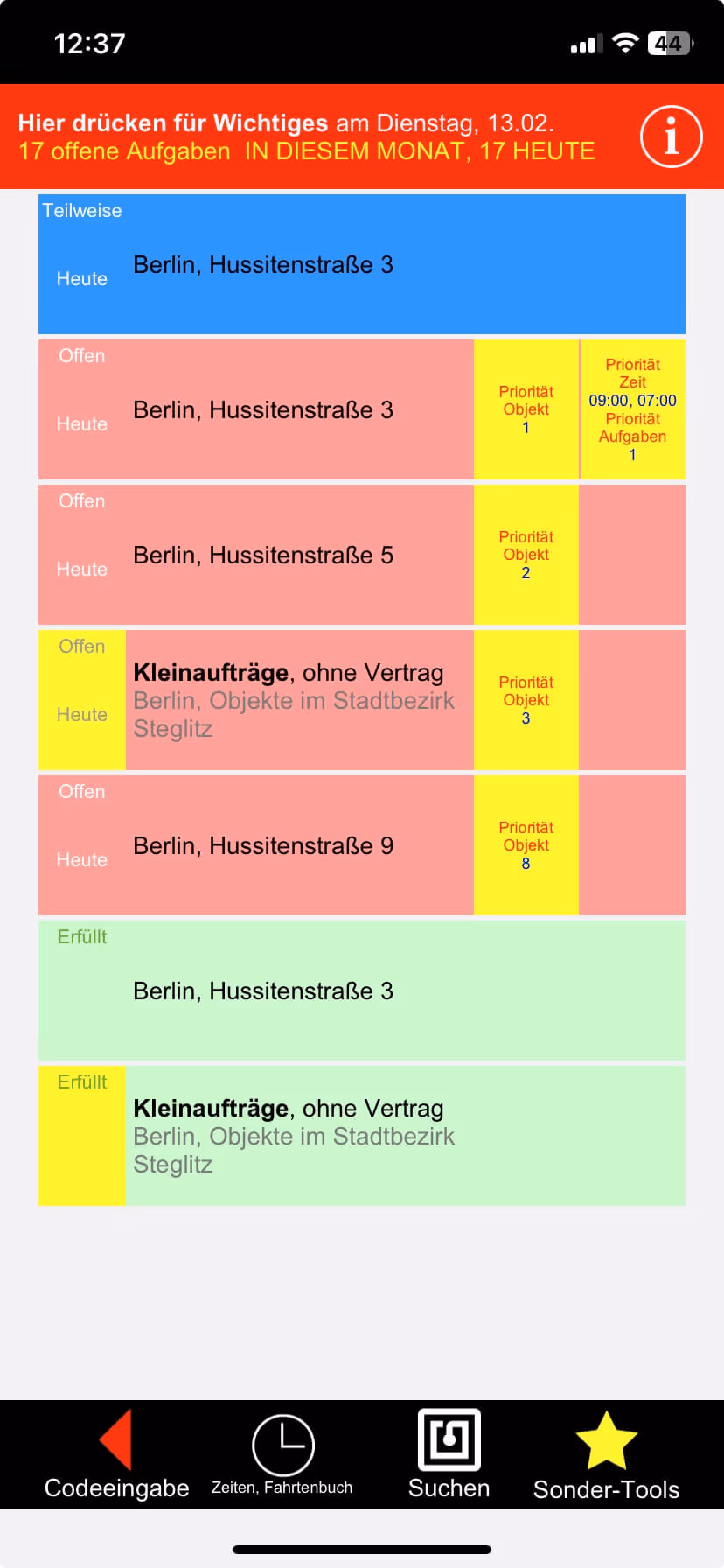 Ansicht - Objekt-Liste